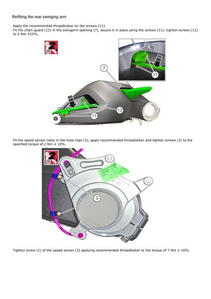 Ducati Hypermotard SP Motorcycle Service Manual sample page with diagrams and specifications