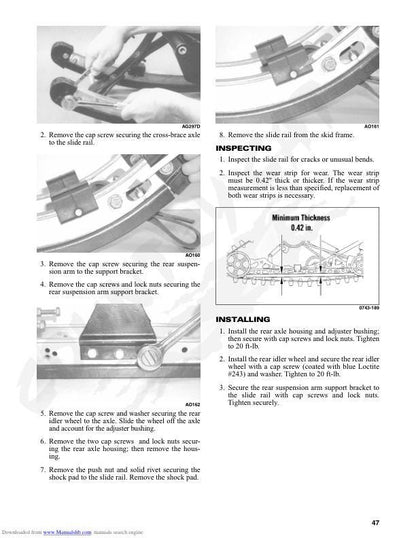 Arctic ZR 120 Kitty Cat Snowmobile Service Manual sample page with service data and tables