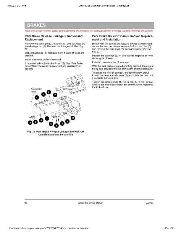 Cushman Hauler Pro X 72V Service Manual sample page with diagrams and specifications