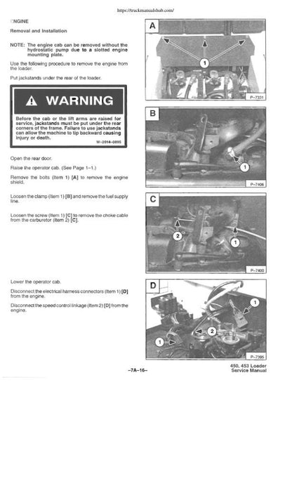 Bobcat 450 453 Skid Steer Loader Service Manual sample page from the repair manual