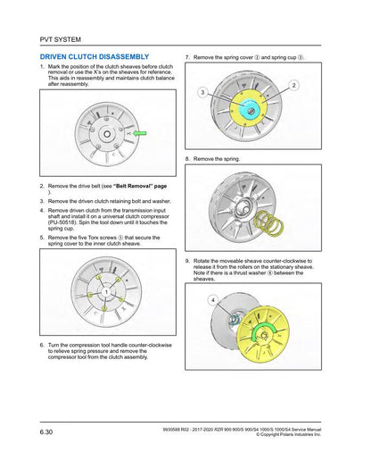 Polaris RZR 900 1000 UTV Service Manual sample page showing repair procedures
