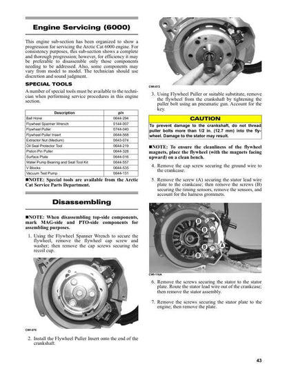Arctic Cat ZR Norseman Riot M Alpha One 6000 8000 Snowmobile Service sample page with diagrams and specifications