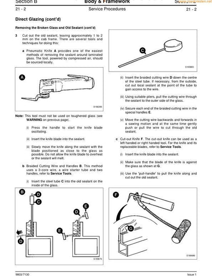 JCB 2CX Backhoe Loader Service Manual sample page with diagrams and specifications