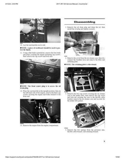 Arctic ZR120 Kitty Cat Snowmobile Service Manual sample page from service manual