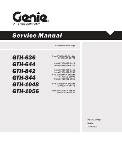 Genie GTH 36 644 842 844 1048 1056 Telehandler Service Manual factory service manual title page