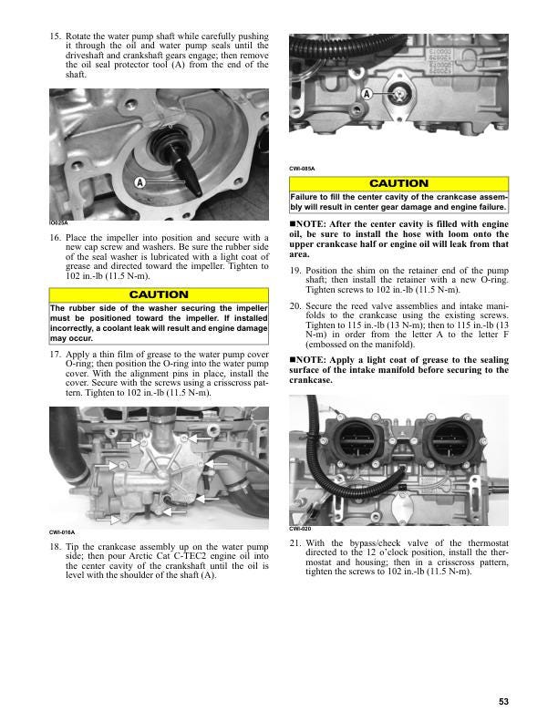 Arctic Cat ZR Norseman Riot M Alpha One 6000 8000 Snowmobile Service sample page showing repair procedures