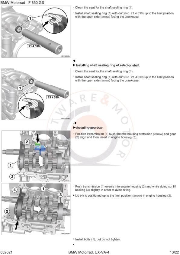 BMW F850 GS K81 Motorcycle Service Manual table of contents