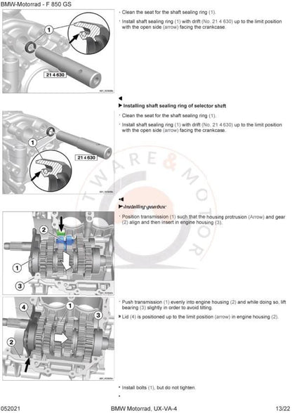 BMW F850 GS K81 Motorcycle Service Manual table of contents