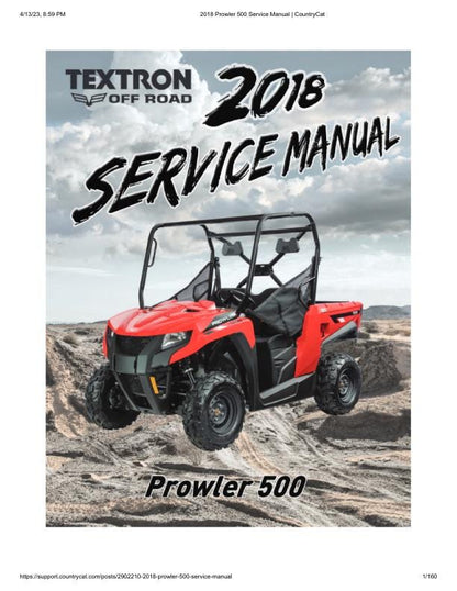 Arctic Cat Prowler 500 UTV Service Manual factory service manual title page