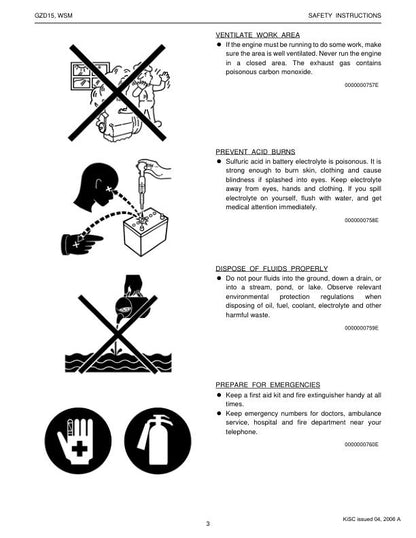 Kubota GZD 15 Mower Service Manual sample page with diagrams and specifications