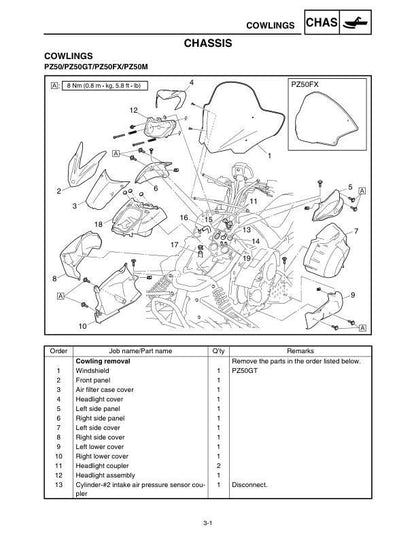 Yamaha Phazer Snowmobile Service Manual sample page from service manual