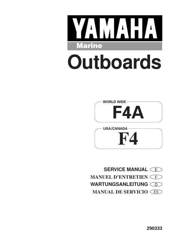 Yamaha F4 F4A Outboard Service Manual factory service manual title page