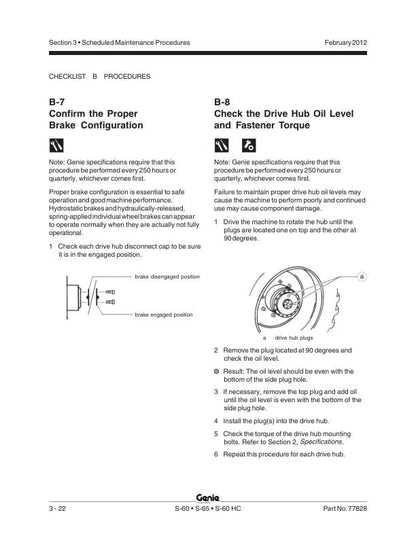 Genie S 60 55 60HC Boom Lift Service Manual sample page from the repair manual