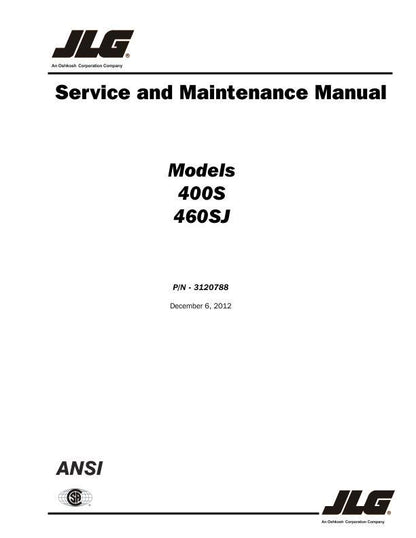 JLG400S 460SJ Telescopic Boom Lift Service Manual factory service manual title page