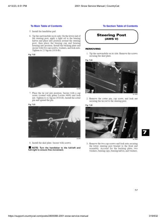 Arctic Cat Panther Bearcat Thundercat ZR ZL Snowmobile Service Manual sample page with technical illustrations