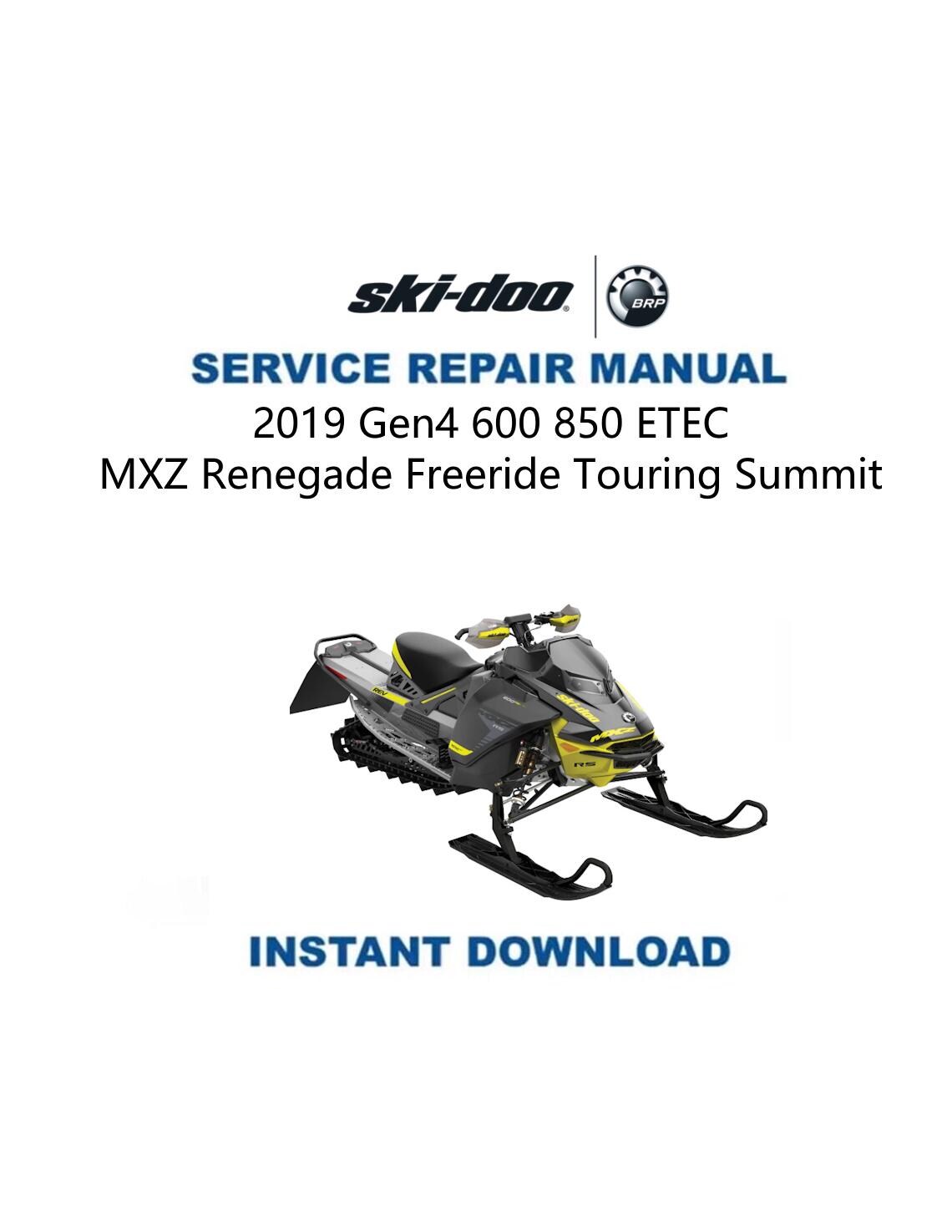 Skidoo Summit Freeride MXZ Renegade 600 850 Snowmobile Service Manual 2019 - Service Manual PDF Instant Download