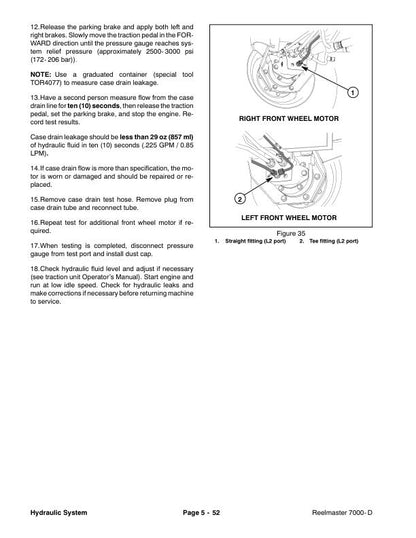 Toro Reelmaster 7000 D Mower Service Manual sample page with technical illustrations