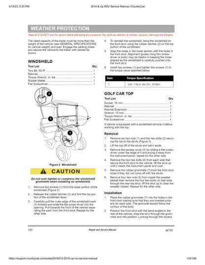 EZGO Freedom Shuttle RXV Gas Golf Cart Service Manual sample page with technical illustrations