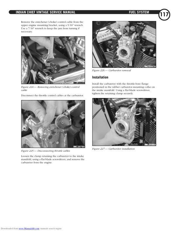 Indian Chief Vintage Deluxe Roadmaster Springfield Motorcycle Service sample page from the repair manual