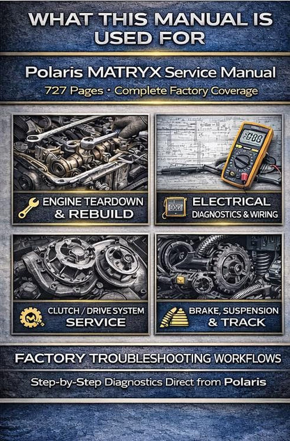 Polaris MATRYX 650 850 Snowmobile Service Manual table of contents