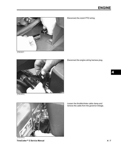 Toro TimeCutter Z16 Z17 Z18 ZX17K Mower Service Manual sample page with technical illustrations