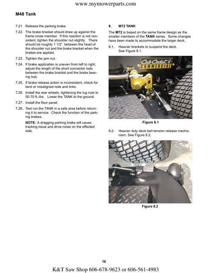 Cub Cadet M48 Tank Zero Turn Mower Service Manual sample page from the repair manual