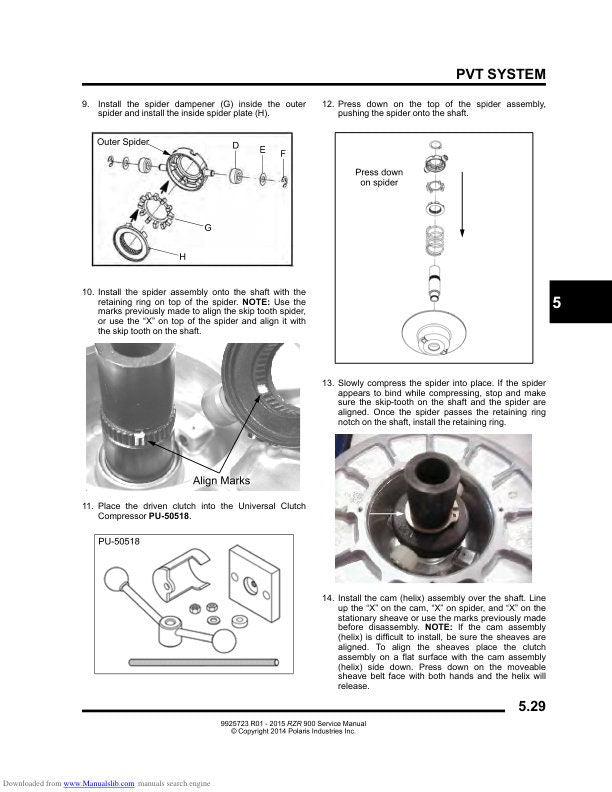 Polaris RZR 900 EPS S XC UTV Service Manual sample page showing schematics and diagrams