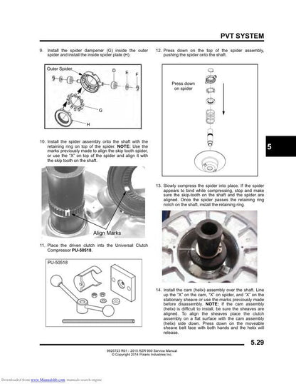 Polaris RZR 900 EPS S XC UTV Service Manual sample page showing schematics and diagrams