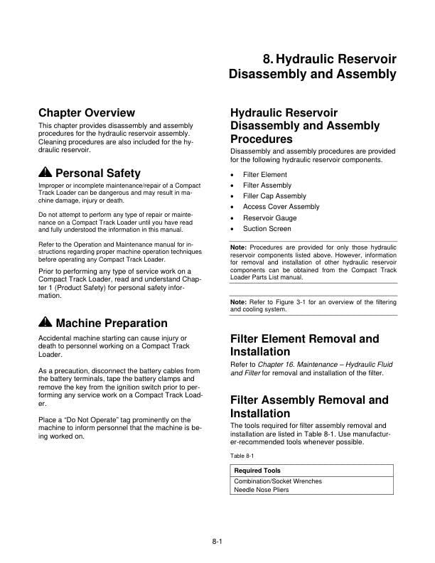 Terex R070 T Track Loader Service Manual sample page showing repair procedures