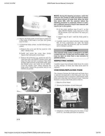 Arctic Cat Prowler XT XTX UTV Service Manual sample page with diagrams and specifications
