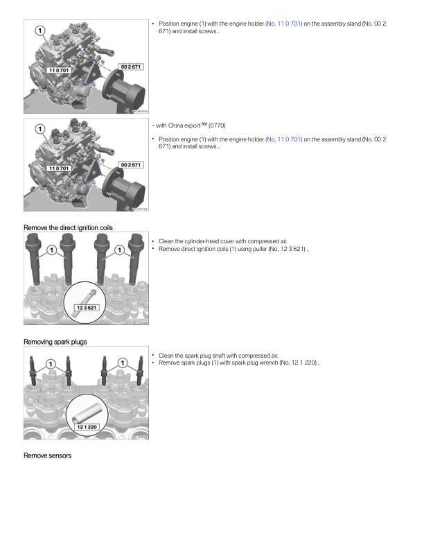 BMW S1000 XR K69 Motorcycle Service Manual table of contents