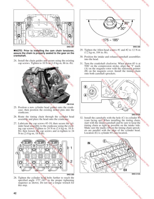 Yamaha SR Viper Snowmobile Service Manual sample page showing repair procedures