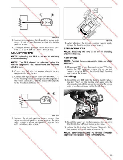 Yamaha SR Viper Snowmobile Service Manual sample page from the repair manual