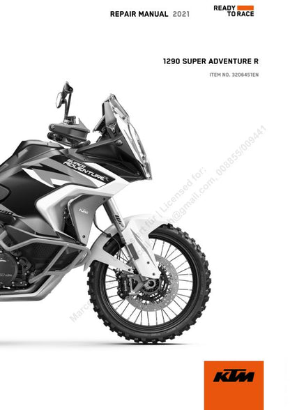 KTM 1290 Super Adventure R Motorcycle Service Manual factory service manual title page