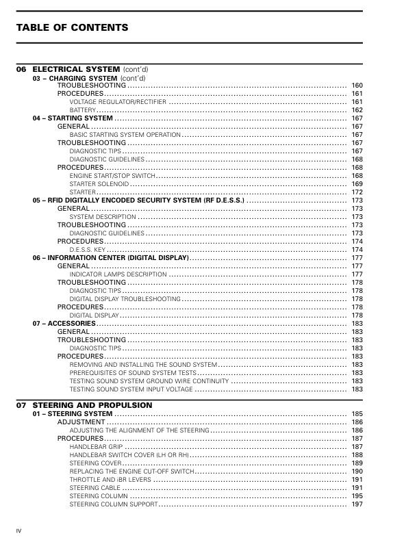 Seadoo GTI GTR Wake 170 Fish Pro Service Manual sample page showing repair procedures