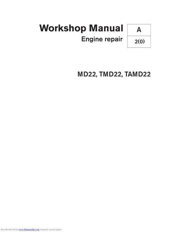 Volvo Penta MD22 TMF22 TAMD22 Engine Service Manual factory service manual title page