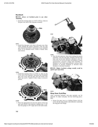 Arctic Cat Prowler Pro CREW UTV Service Manual sample page with service data and tables