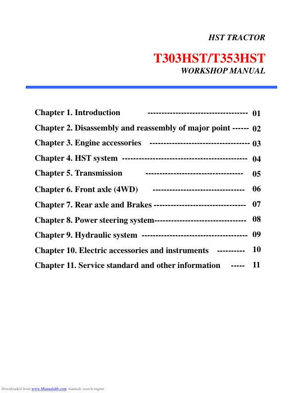TYM T303 T353 HST Compact Tractor Service Manual sample page from service manual