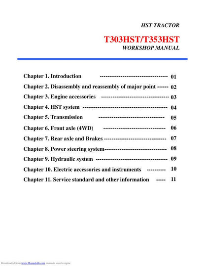 TYM T303 T353 HST Compact Tractor Service Manual sample page from service manual
