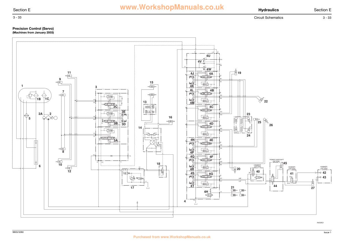 JCB 3CX 4CX 214e 214 215 217 Backhoe Loader Service Manual sample page with technical illustrations