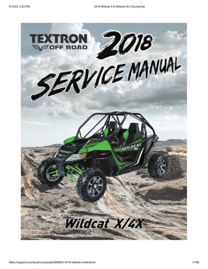 Arctic Cat Wildcat X 4X 1000 UTV Service Manual factory service manual title page