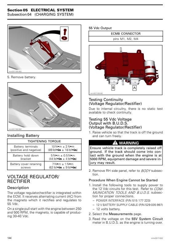 Skidoo Summit Freeride 600 850 900 Snowmobile Service Manual sample page with service data and tables