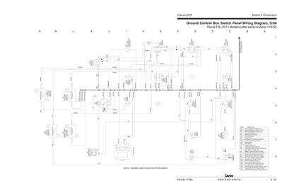 Genie S 60 55 60HC Boom Lift Service Manual sample page with diagrams and specifications