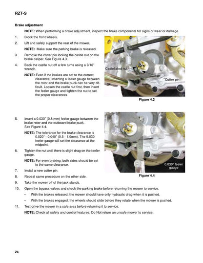 Cub Cadet RZT-S Zero Turn Mower Service Manual sample page with technical illustrations
