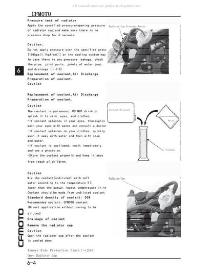 CFMOTO 125 150 Service Repair Manual sample page showing repair procedures