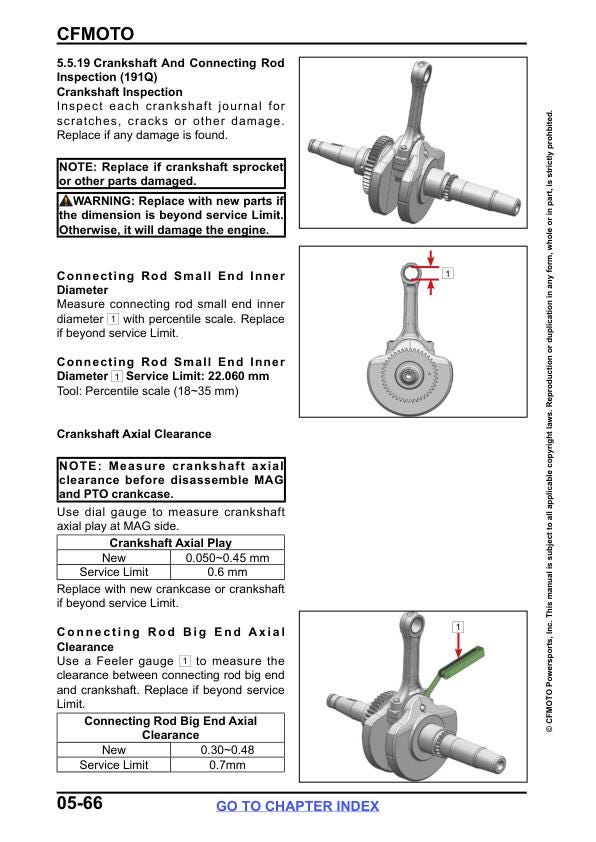 CFMOTO CFORCE 400 500 450 UTV Service Manual sample page showing repair procedures
