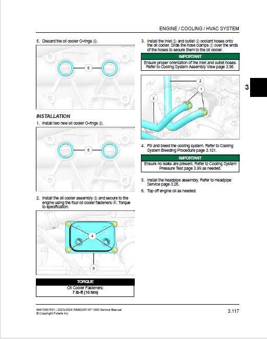 Polaris Ranger XP 1000 UTV Service Manual sample page showing repair procedures