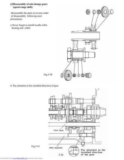 Kubota T390 T400 T430 T450 Mower Service Manual sample page with technical illustrations