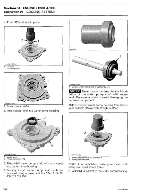 Skidoo REV XU 600 1200 Snowmobile Service Manual sample page showing repair procedures