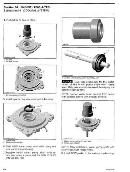 Skidoo REV XU 600 1200 Snowmobile Service Manual sample page showing repair procedures
